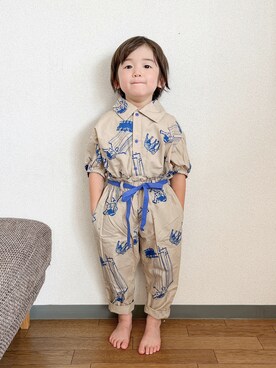 「こども ビームス（コドモビームス）のアイテム（パンツ）」を使った、りく・みさき・母さん（キッズ・100cm）の夏コーディネート