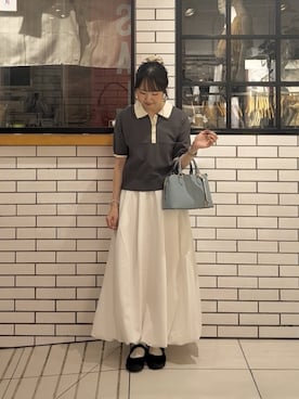 「SENSE OF PLACE by URBAN RESEARCH（センスオブプレイスバイアーバンリサーチ）のアイテム（スカート）」を使った、里沙子さん（レディース・156cm）の夏コーディネート
