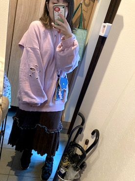 「alleybywcloset」｜「アイテム（スウェット）」を使った、utanoさん（レディース・154cm）の春コーディネート