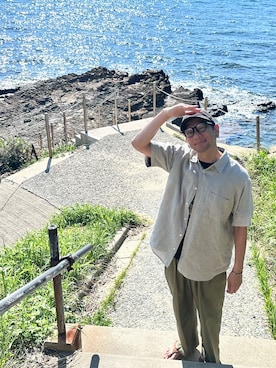 「ISLAND SLIPPER（アイランドスリッパ）のアイテム（サンダル）」を使った、record686 さん（メンズ・173cm）の秋コーディネート