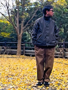 「アイテム（ポロシャツ）」を使った、record686 さん（メンズ・173cm）の冬コーディネート