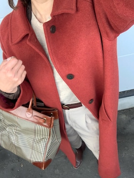 「STYLEMIXER（スタイルミキサー）のアイテム（ステンカラーコート）」を使った、bubuさん（レディース・163cm）の冬コーディネート