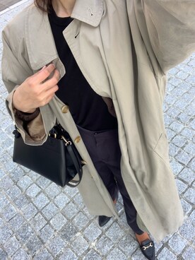 「バーバリー」｜「アイテム（トレンチコート）」を使った、bubuさん（レディース・163cm）の冬コーディネート