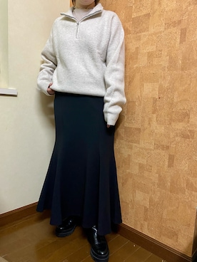 「厚底ブーツ」｜「アイテム（その他トップス）」を使った、shellさん（レディース・157cm）の冬コーディネート