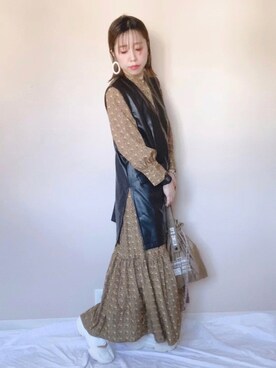 「レザーコーデ」｜「アイテム（その他）」を使った、あんじゅさん（レディース・159cm）の秋コーディネート
