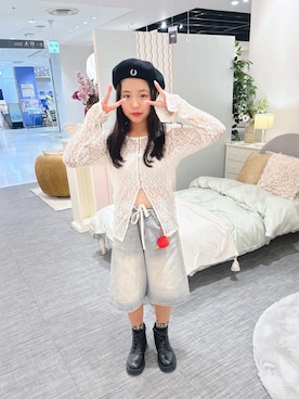「アイテム（ハンチング/ベレー帽）」を使った、あんじゅさん（キッズ・154cm）の秋コーディネート