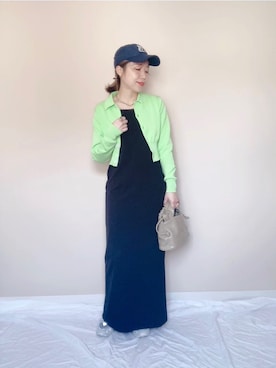 「ネオンカラー」｜「アイテム（ワンピース/ドレス）」を使った、あんじゅさん（レディース・159cm）の春コーディネート