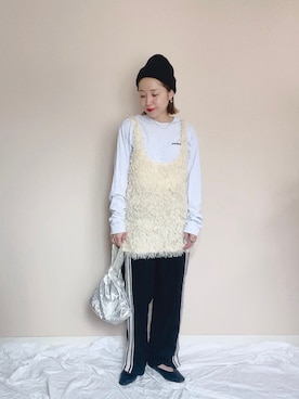 「フェザー」｜「アイテム（スウェットパンツ）」を使った、あんじゅさん（レディース・159cm）の秋コーディネート