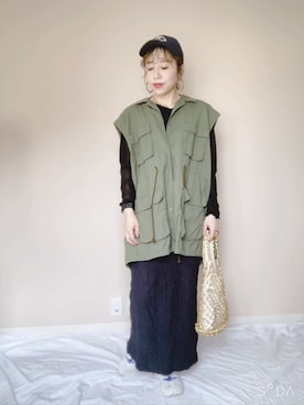 「Simplicite（サンプリシテ）のアイテム（スカート）」を使った、あんじゅさん（レディース・159cm）の春コーディネート