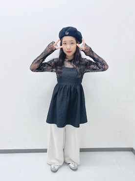 「アイテム（ハンチング/ベレー帽）」を使った、あんじゅさん（キッズ・154cm・10代）の秋コーディネート
