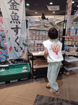 「The animals observatory（ジ・アニマルズ・オブザーバトリー）の6,930/10y(140)/Les400（Tシャツ/カットソー）」を使った、たろうさん（キッズ・132cm）の夏コーディネート