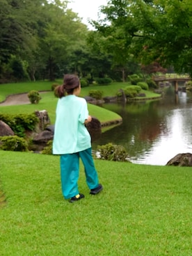 「MOUN TEN.のmesh wide pants [MP104-1928] turquoise /12,100(10,890)/140/PARK（パンツ、ブルー系）」を使った、たろうさん（キッズ・140cm）の夏コーディネート