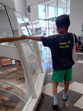「THE NORTH FACE（ザノースフェイス）の4,290/19cm（サンダル）」を使った、たろうさん（キッズ・132cm）の夏コーディネート