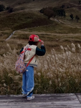 「アイテム（スタジャン）」を使った、たろうさん（キッズ・134cm）の秋コーディネート