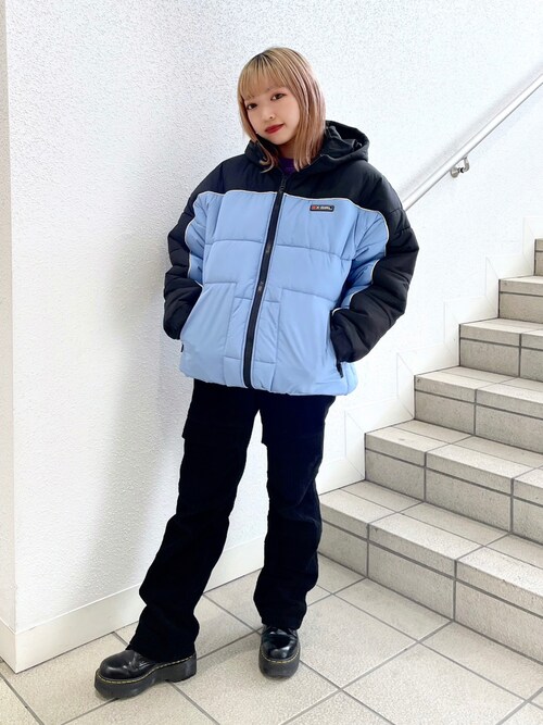 X Girl 原宿冨永 真依子さんのダウンジャケット コートを使ったコーディネート Zozotown