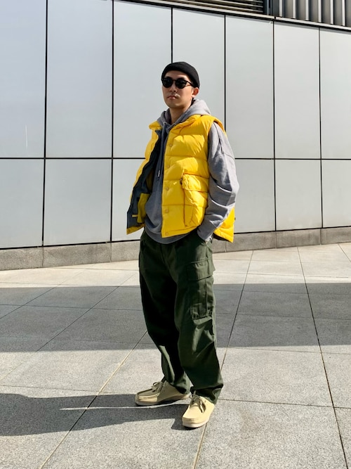 ダイワ　イエロー ダウンベスト macky☺︎｜DAIWA PIER39のダウンベストを使ったコーディネート