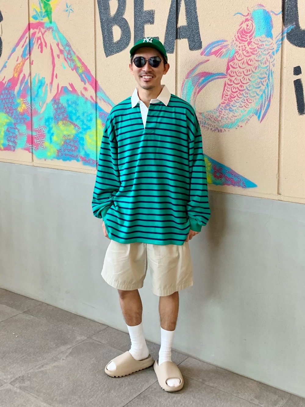 オーバーサイズ ラガーシャツを使った人気ファッションコーディネート