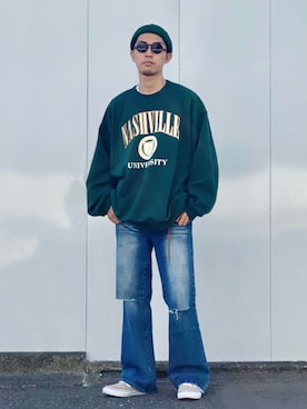 「re_k by JUNRED（レクバイジュンレッド）のアイテム（スウェット）」を使った、macky☺︎さん（メンズ・172cm）の秋コーディネート