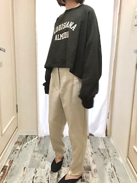 「RETRO GIRL（レトロガール）のアイテム（スウェット）」を使った、maruさん（レディース・155cm）の秋コーディネート