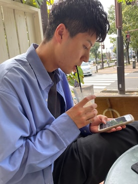 「EMMA  CLOTHES」｜「アイテム（スラックス）」を使った、りょうさん（メンズ・182cm）の春コーディネート