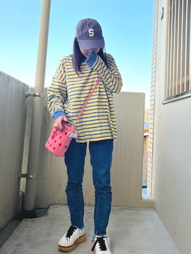 「アイテム（キャップ）」を使った、mさん（レディース・150cm）の秋コーディネート