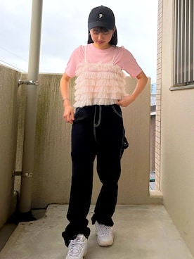 「GU（ジーユー）のアイテム（キャップ）」を使った、mさん（レディース・150cm）の夏コーディネート