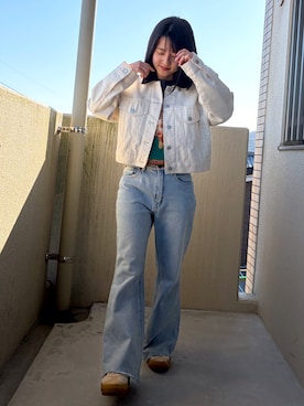 「GRL（グレイル）のアイテム（デニムパンツ、ブルー系）」を使った、mさん（レディース・150cm）の春コーディネート