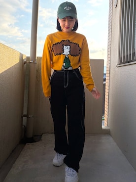 「GU（ジーユー）のアイテム（帽子）」を使った、mさん（レディース・150cm）の冬コーディネート