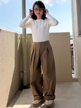 「UNIQLO（ユニクロ）のアイテム（トップス、ホワイト系）」を使った、mさん（レディース・150cm）の春コーディネート