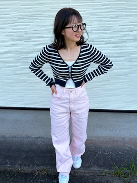 「GU（ジーユー）のアイテム（トップス、ブルー系）」を使った、mさん（レディース・150cm）の春コーディネート