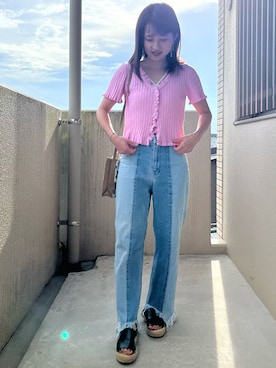 「アイテム（チューブトップ）」を使った、mさん（レディース・150cm）の夏コーディネート