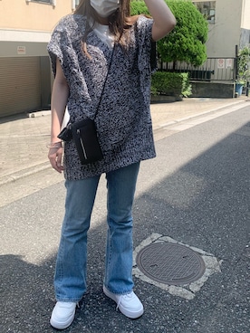 「ケーブルニット」｜わたなべちひろさん（レディース・157cm）の夏コーディネート