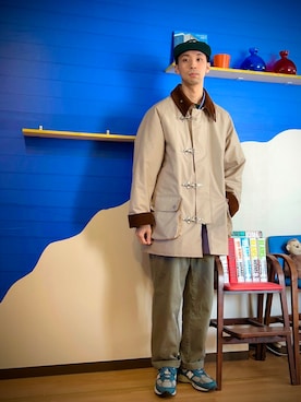 「COOPERS TOWN（クーパーズタウン）のアイテム（帽子）」を使った、Gilberさん（メンズ・178cm）の冬コーディネート