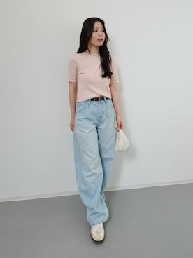 「アイテム（ベルト）」を使った、あいりさん（レディース・157cm）の夏コーディネート