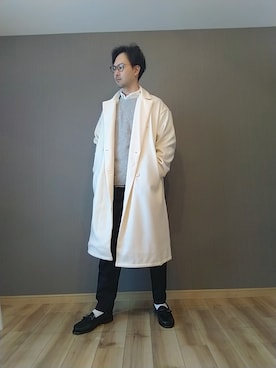 「ZIP FIVE（ジップファイブ）のアイテム（チェスターコート）」を使った、としぼーさん（メンズ・178cm）の冬コーディネート