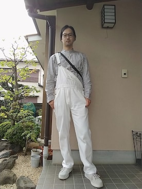 「８(eight)（エイト）のアイテム（オールインワン・サロペット）」を使った、としぼーさん（メンズ・178cm）の秋コーディネート