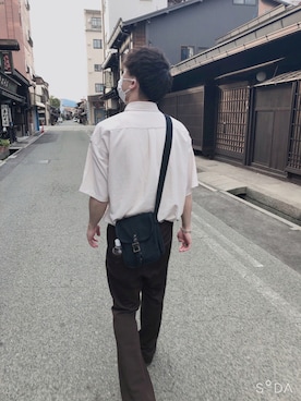 「古着のアイテム（ショルダーバッグ、ブラック系）」を使った、shotaさん（メンズ・178cm）の夏コーディネート