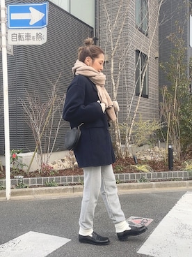 「アイテム（ピーコート）」を使った、kayoさん（レディース・164cm）の冬コーディネート