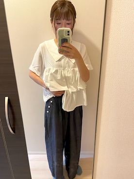 「フリルトップス」｜haruさん（レディース・154cm）の夏コーディネート