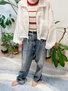 「アイテム（ブルゾン、ホワイト系）」を使った、haruさん（レディース・154cm）の夏コーディネート