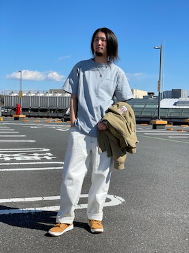「ペインターパンツ」｜「アイテム（ブルゾン）」を使った、伊藤英俊さん（メンズ・179cm）の冬コーディネート