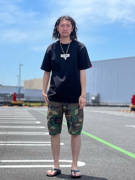 「AVIREX（アヴィレックス）のアイテム（サンダル）」を使った、伊藤英俊さん（メンズ・179cm）の夏コーディネート