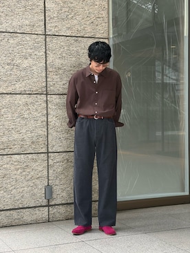 「URBAN RESEARCH（アーバンリサーチ）のnew basic　QUIET REGULAR SHIRTS（シャツ/ブラウス、ブラウン系）」を使った、ノリ　カワハラさん（メンズ・178cm）の秋コーディネート