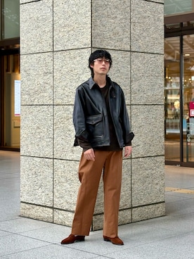 「アイテム（その他アウター、ブラウン系）」を使った、ノリ　カワハラさん（メンズ・178cm）の秋コーディネート