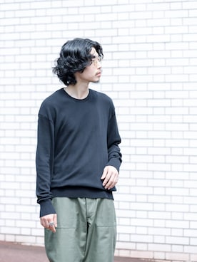 「gicipi（ジチピ）のGICIPI　LUPO（ニット/セーター）」を使った、ノリ　カワハラさん（メンズ・178cm）の秋コーディネート