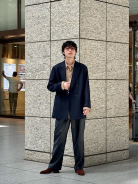 「URBAN RESEARCH（アーバンリサーチ）の『別注』Le Yucca’s×URBAN RESEARCH　YEB2 LOAFER SUEDE（ローファー）」を使った、ノリ　カワハラさん（メンズ・178cm）の秋コーディネート