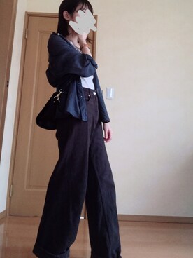 「RAGEBLUE（レイジブルー）のアイテム（パンツ、ブラック系）」を使った、ゆうさん（レディース・153cm）の夏コーディネート