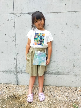 「アイテム（スリッポン、パープル系）」を使った、みっとさん（キッズ・110cm）の夏コーディネート