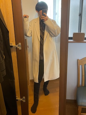 「Confirm（コンファーム）のアイテム（ライダースジャケット）」を使った、駿さん（メンズ・183cm）の冬コーディネート