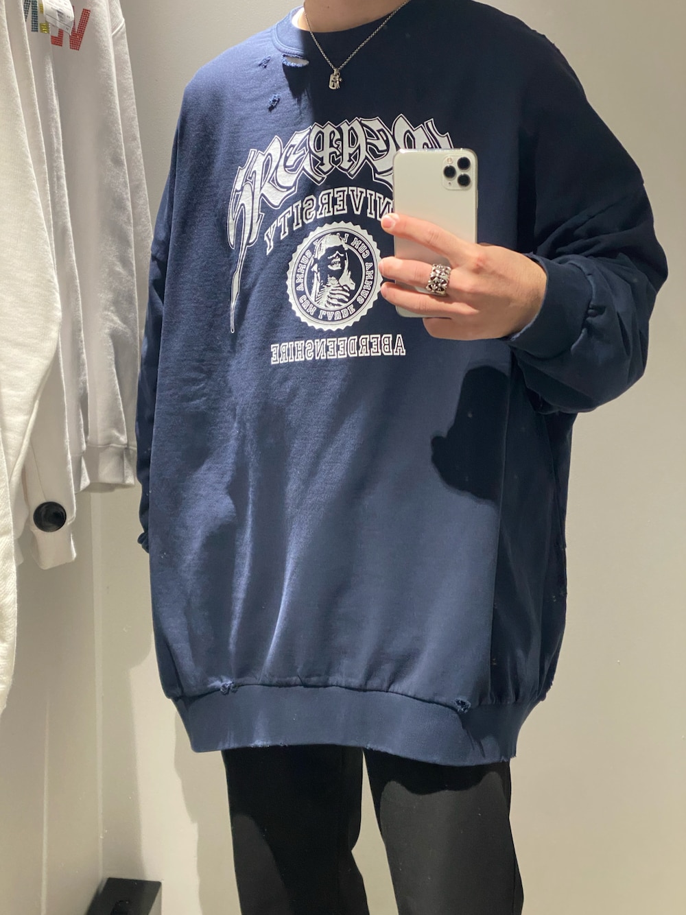 X Raf Simons Destroyed Crew Neck Sweatshirt Black | The Webster